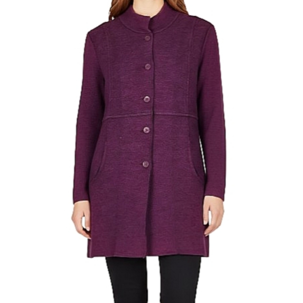 EILEEN FISHER Boiled Wool Long Line Cardigan